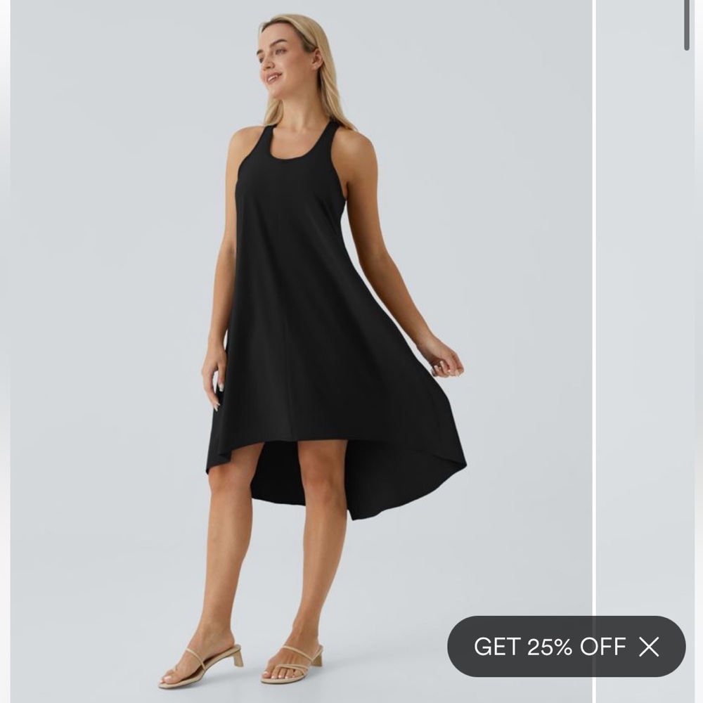 Halara high low black dress with pockets